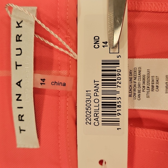 💕TRINA TURK💕 Carillo Pant ~ Windowpane Tropical Suiting Candy Pink 14 NWT - Picture 16 of 16